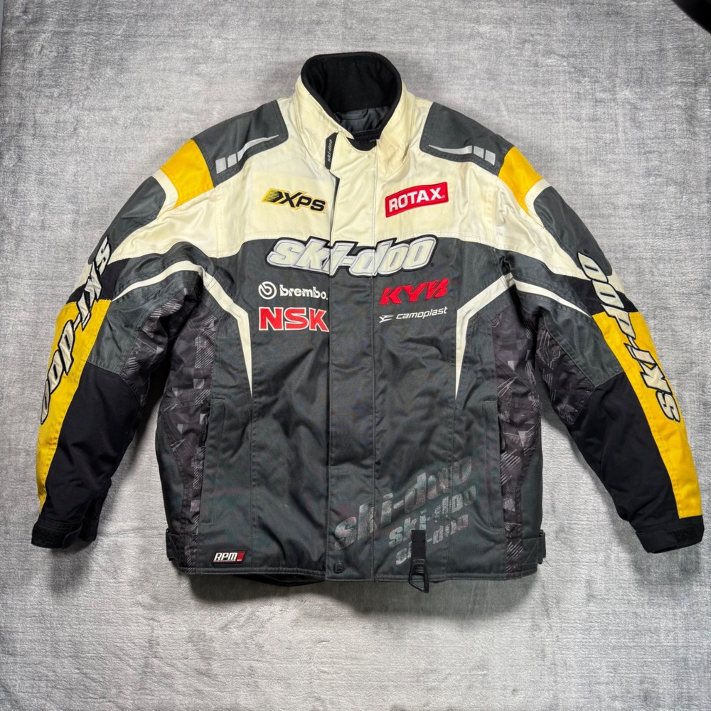 Ski Doo Jacket Men Large Gray BRP Snowmobile Racing Rotax XPS Insulated